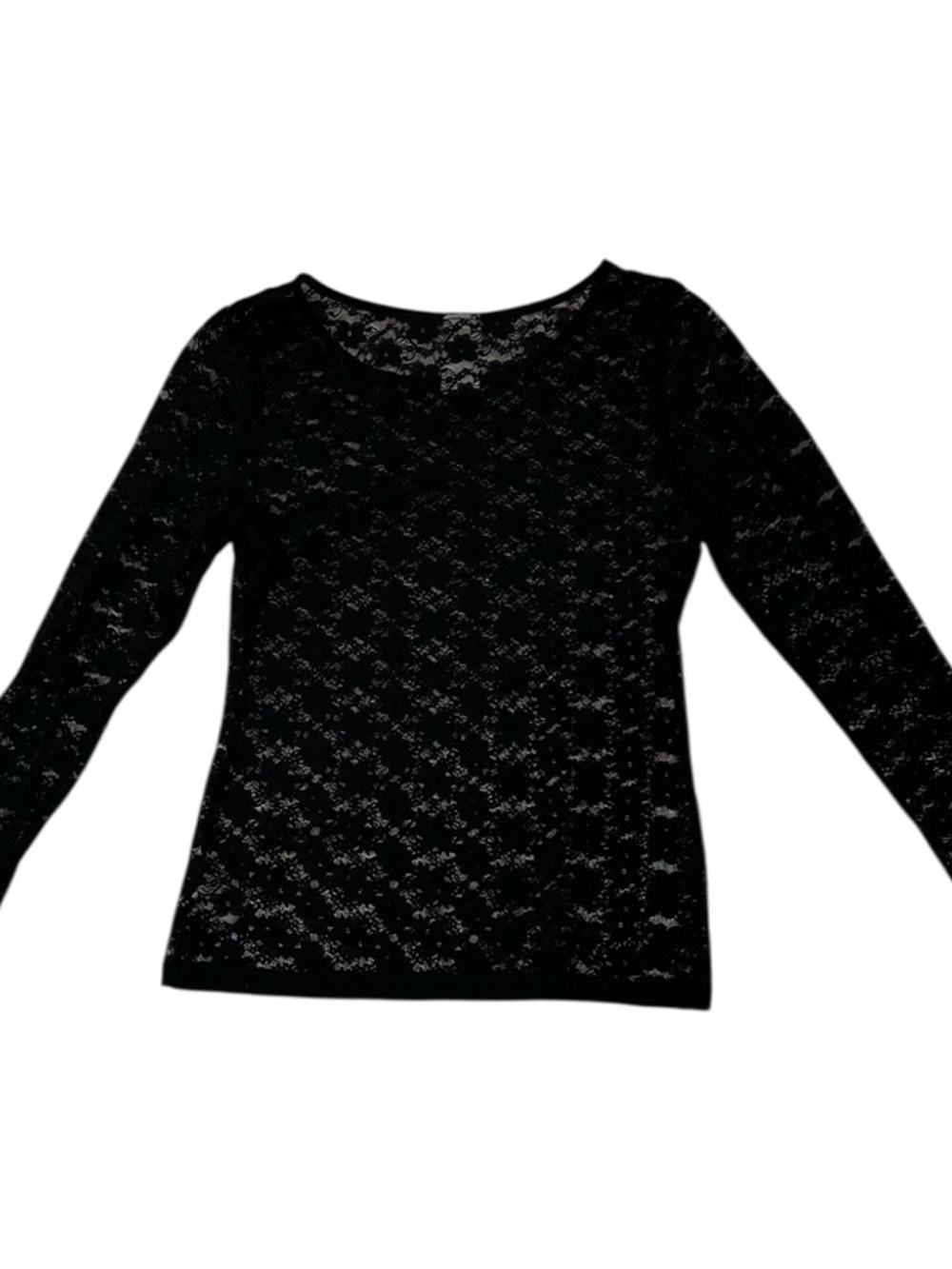 Sheer Black Lace Scoop Neck Blouse